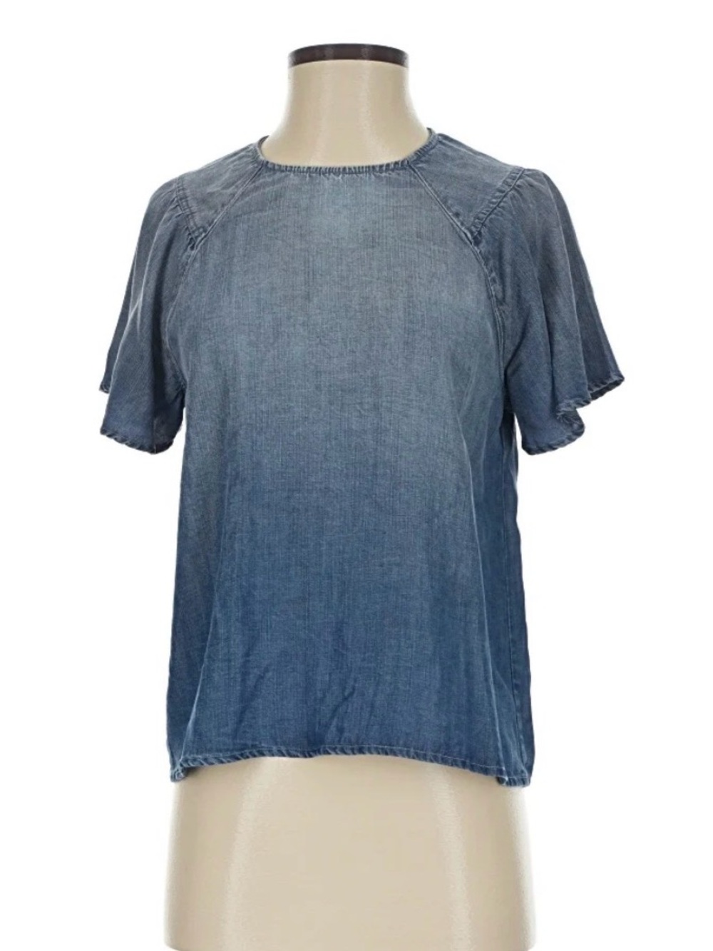 Evereve light wash denim flutter sleeve blouse